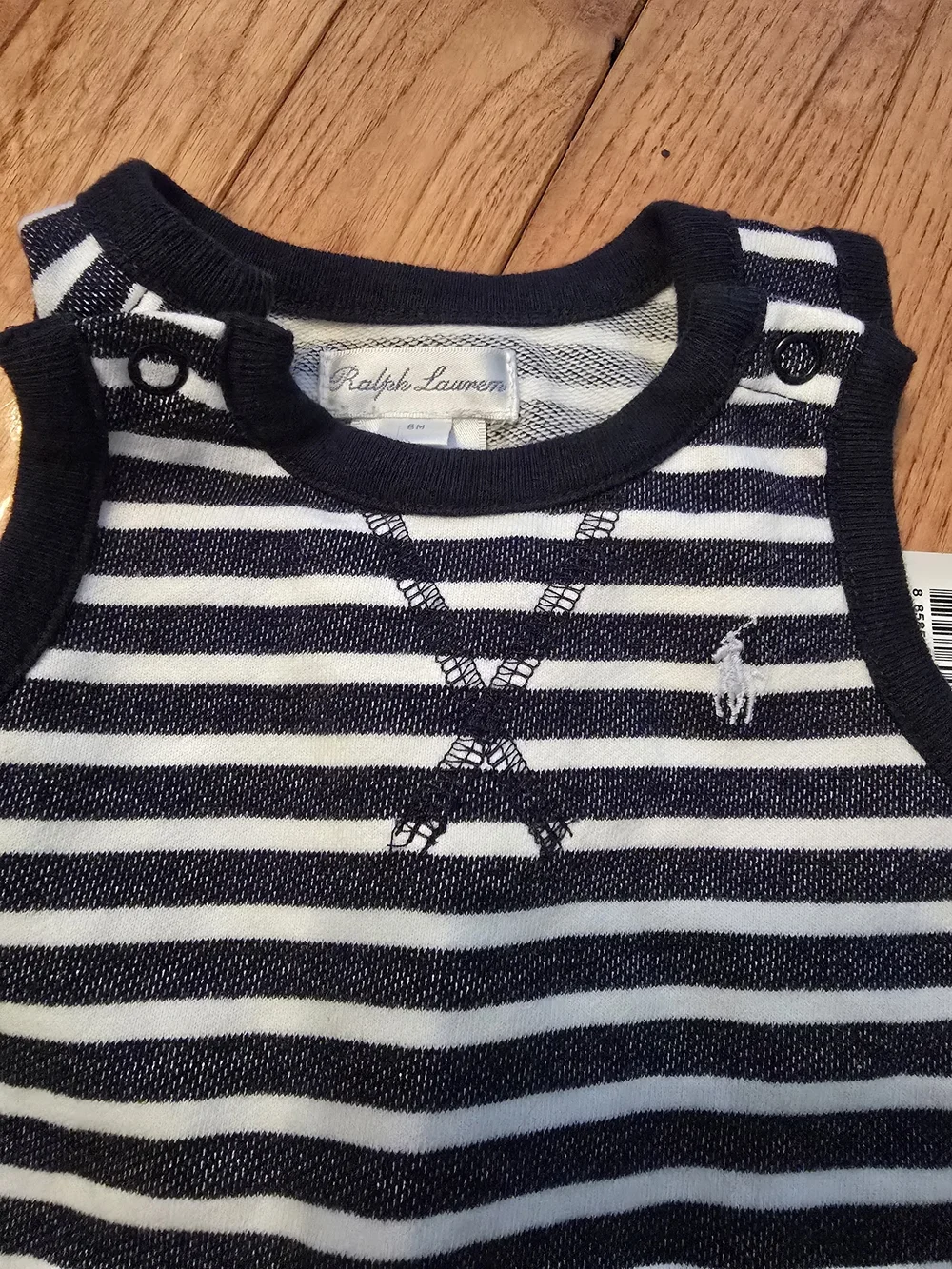 Ralph Lauren Striped Navy & White Sleeper Romper